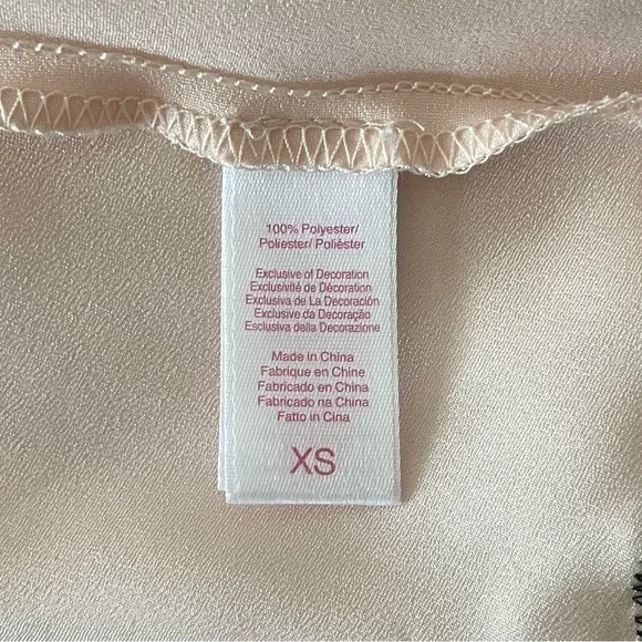 Oscar De La Renta Blush Pink Long Satin Slip Dress with Black Lace - Size XS - Picture 9 of 11